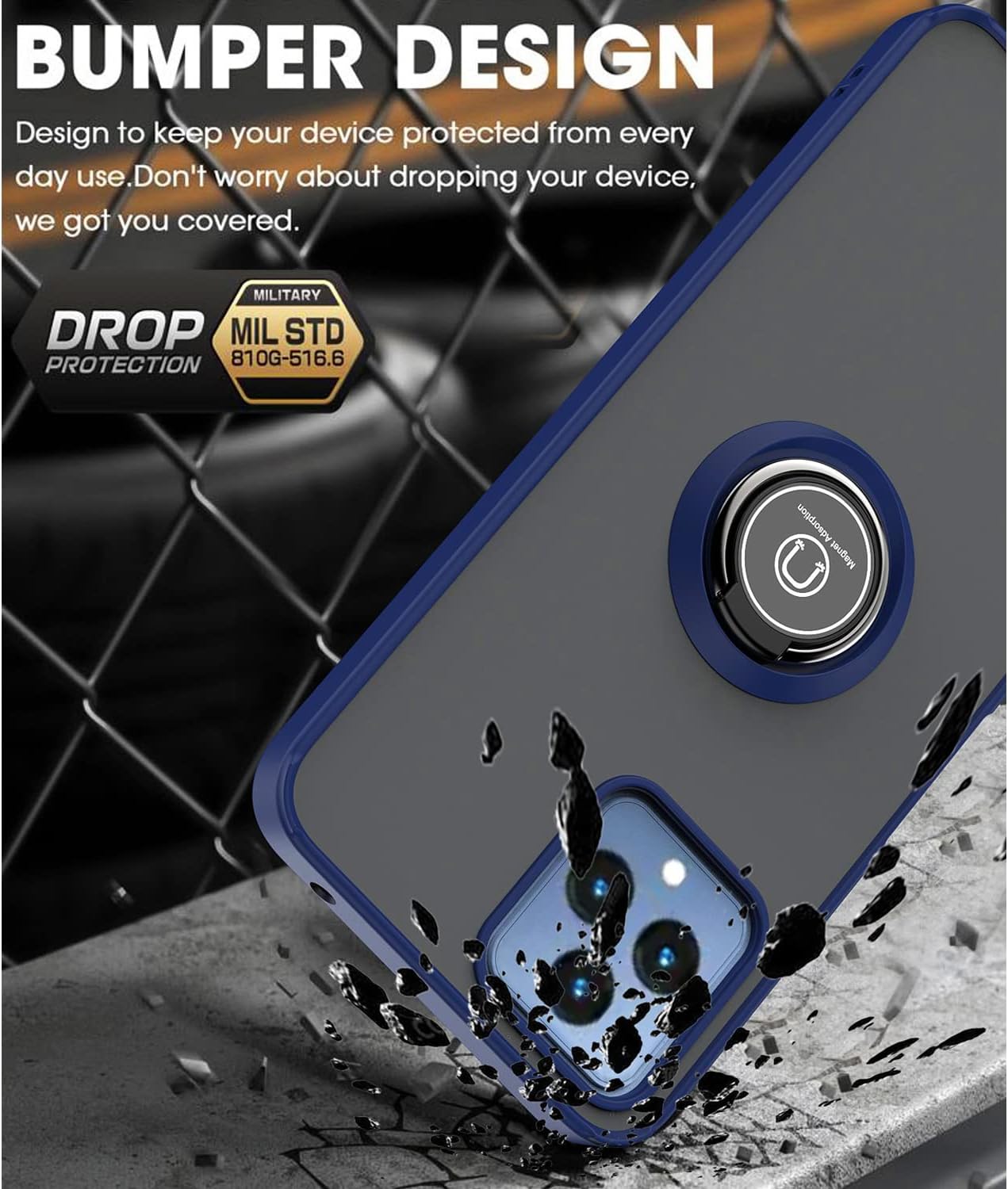TJS Funda compatible con T-Mobile Revvl 6X 5G, Revvl 6 5G, soporte magnético con anillo de metal, soporte magnético para teléfono (verde)