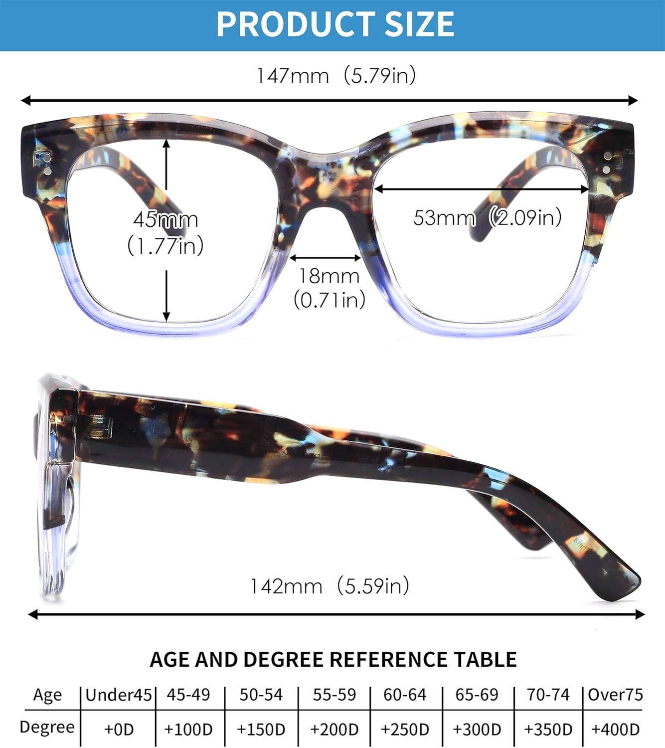 JM – Paquete de 3 lentes de lectura estilo Oprah para mujeres y hombres, cuadrados de gran tamaño, con bloqueo de luz azul
