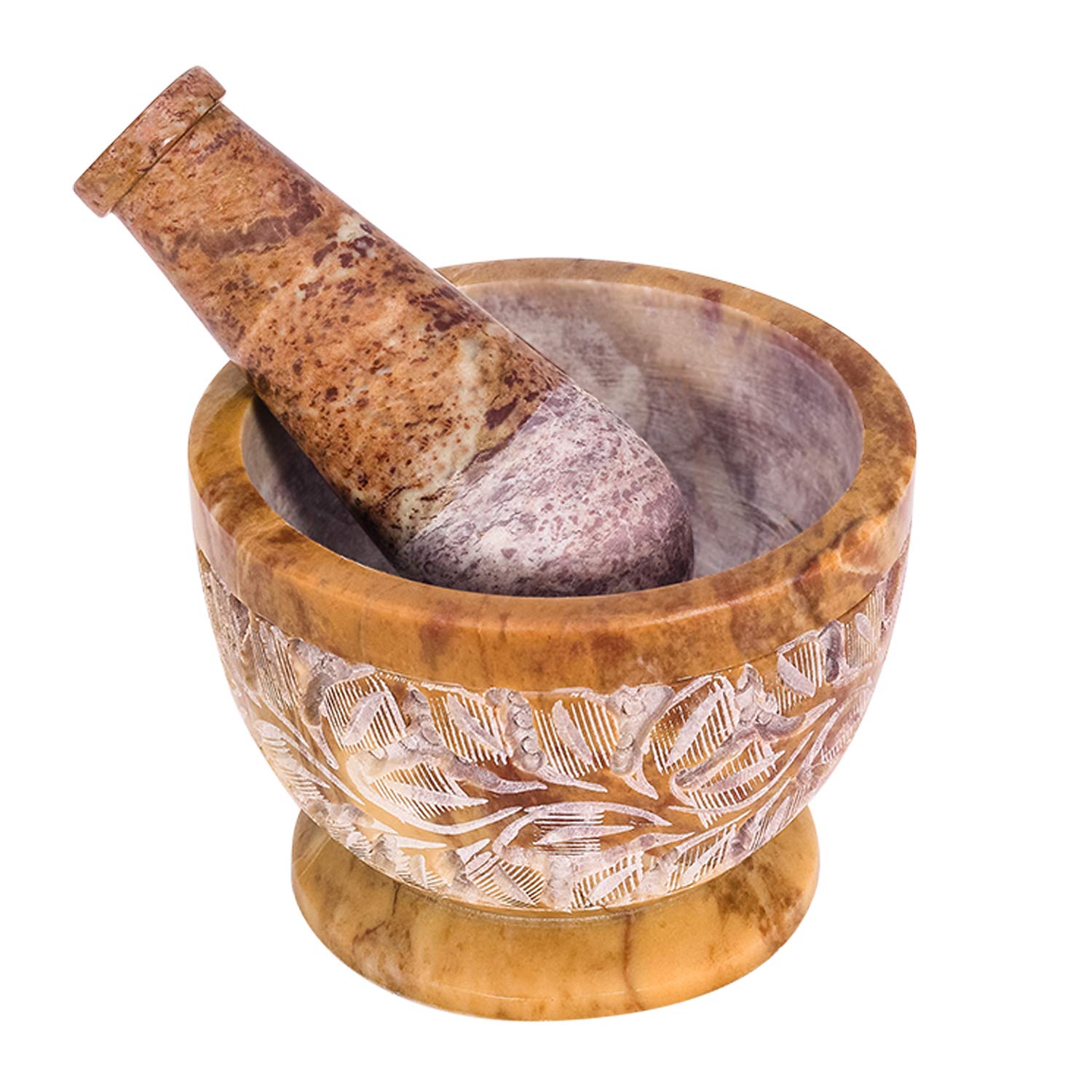Mortero y mortero, hecho de piedra dura pulida resistente, molinillo para especias, pastas, hierbas, condimentos, etc.
