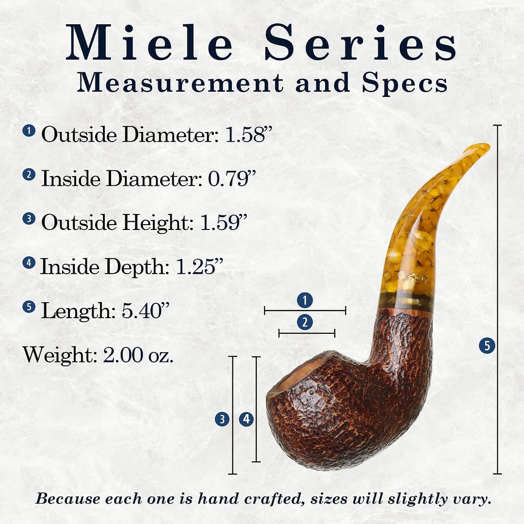 Miele Honey Pipe – Tubos de madera hechos a mano Savinelli Tobacco Pipe con acabado rústico (642)