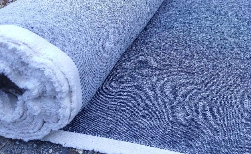 Tela de lino y algodón de sarga azul marino  Material versátil y duradero, ideal para ropa, costura y manualidades