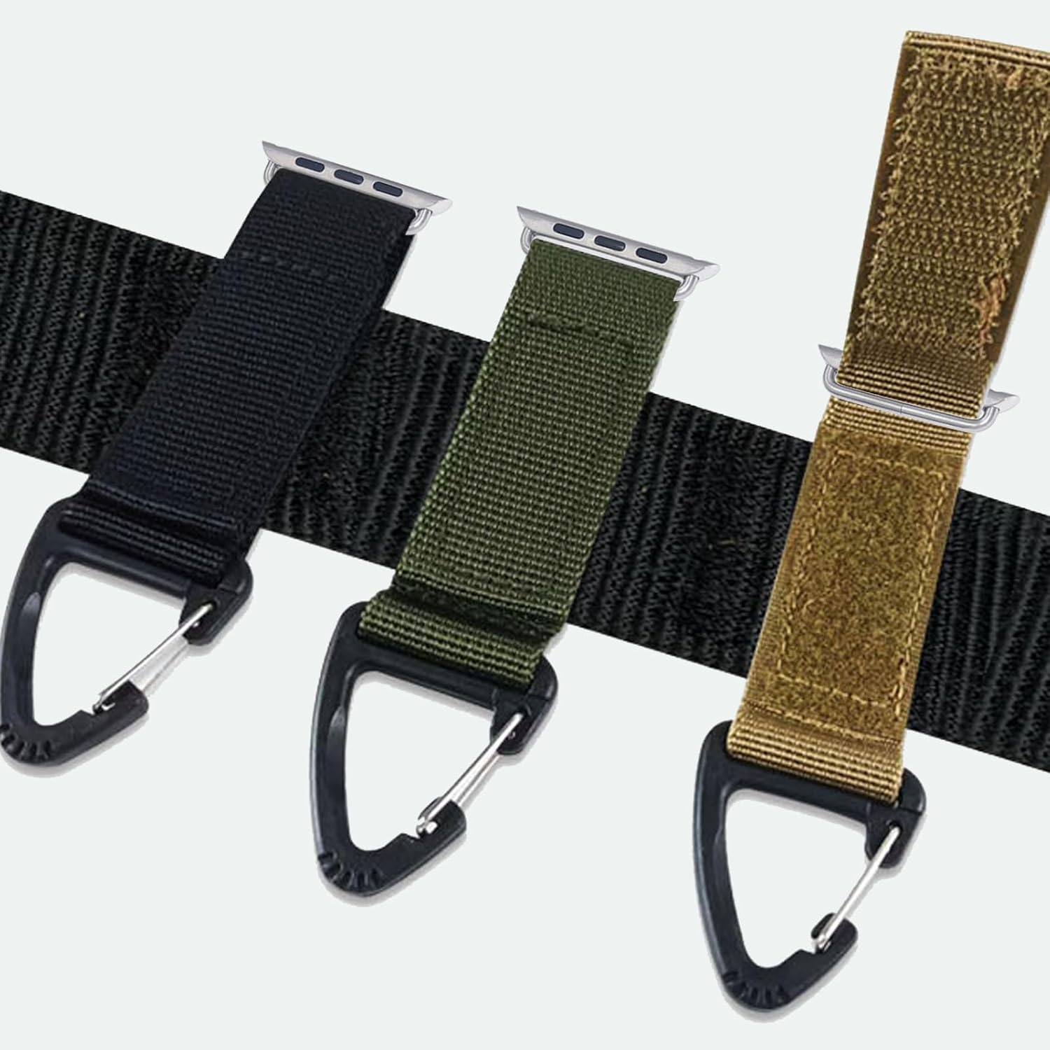 Nylon Strap Compatible with Apple Watch Fob Clip Holder Carabiner Military Tactical Band