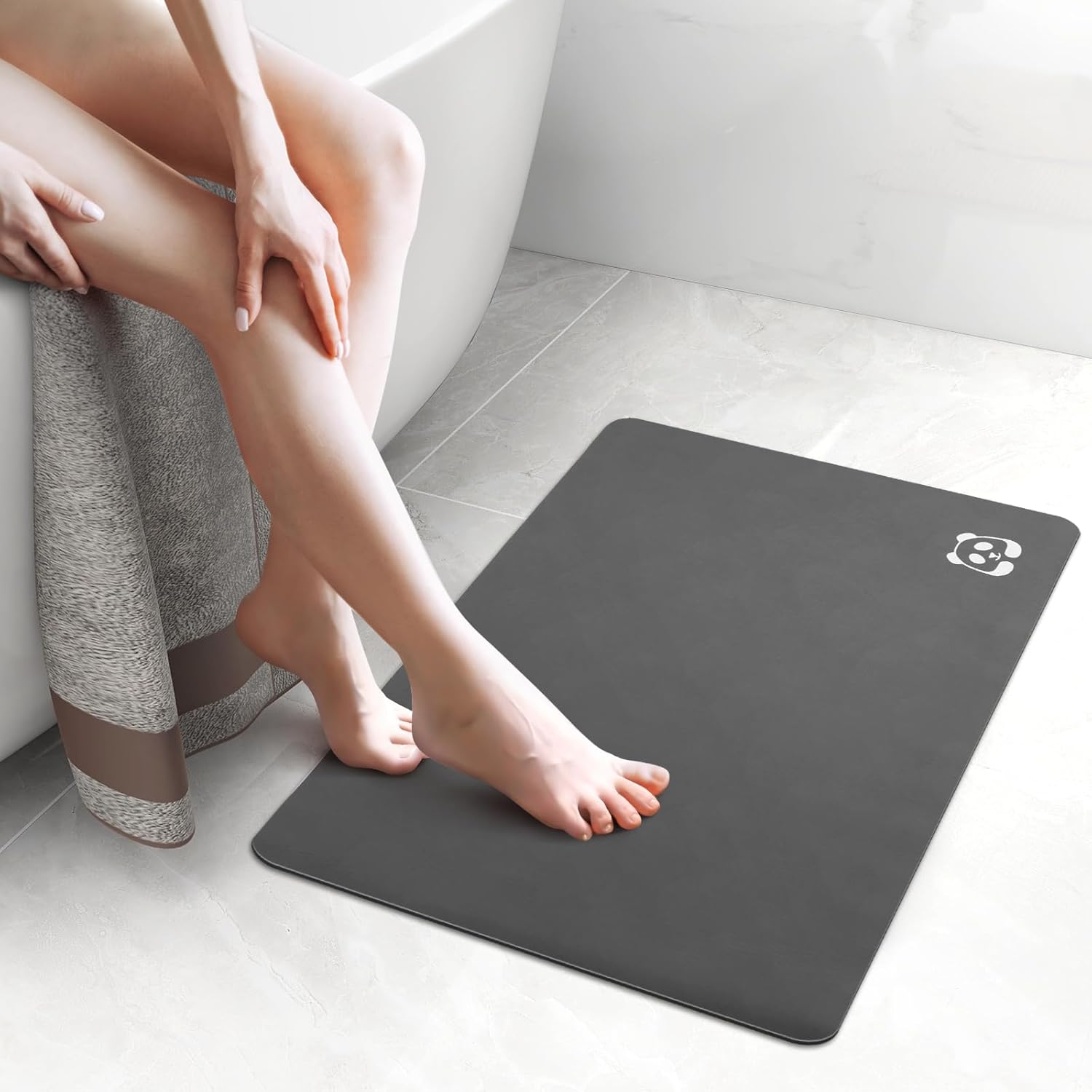 Lofeijxufj Tapete de baño fino de secado rápido, tapete de baño de diatomita con superficie absorbente y antideslizante, fácil de limpiar, alfombra