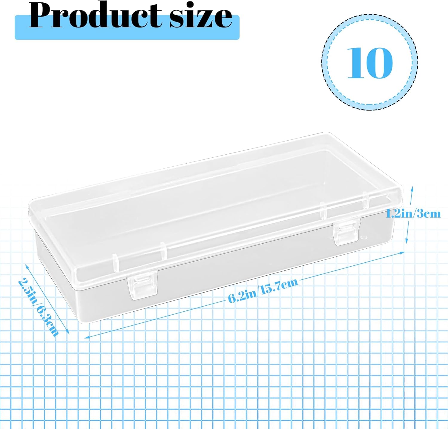 Fansunta 10 cajas de almacenamiento de plástico de 6 pulgadas, pequeños recipientes de almacenamiento con tapas con bisagras, cajas transparentes