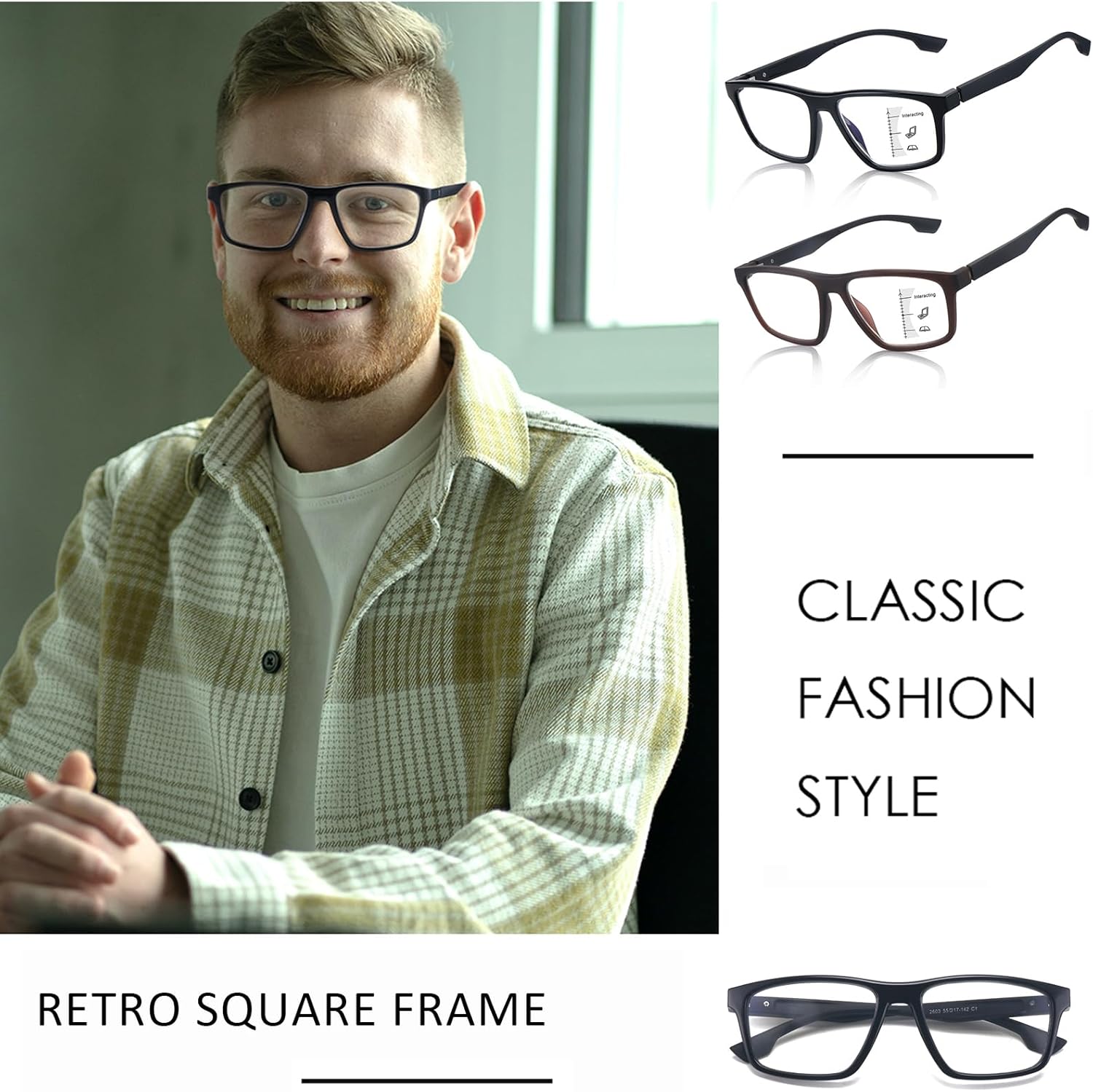 Paquete de 2 lentes de lectura progresivos de alta calidad para hombres, marco TR90, lectores multifocales, resistentes con bloqueo de luz azul,