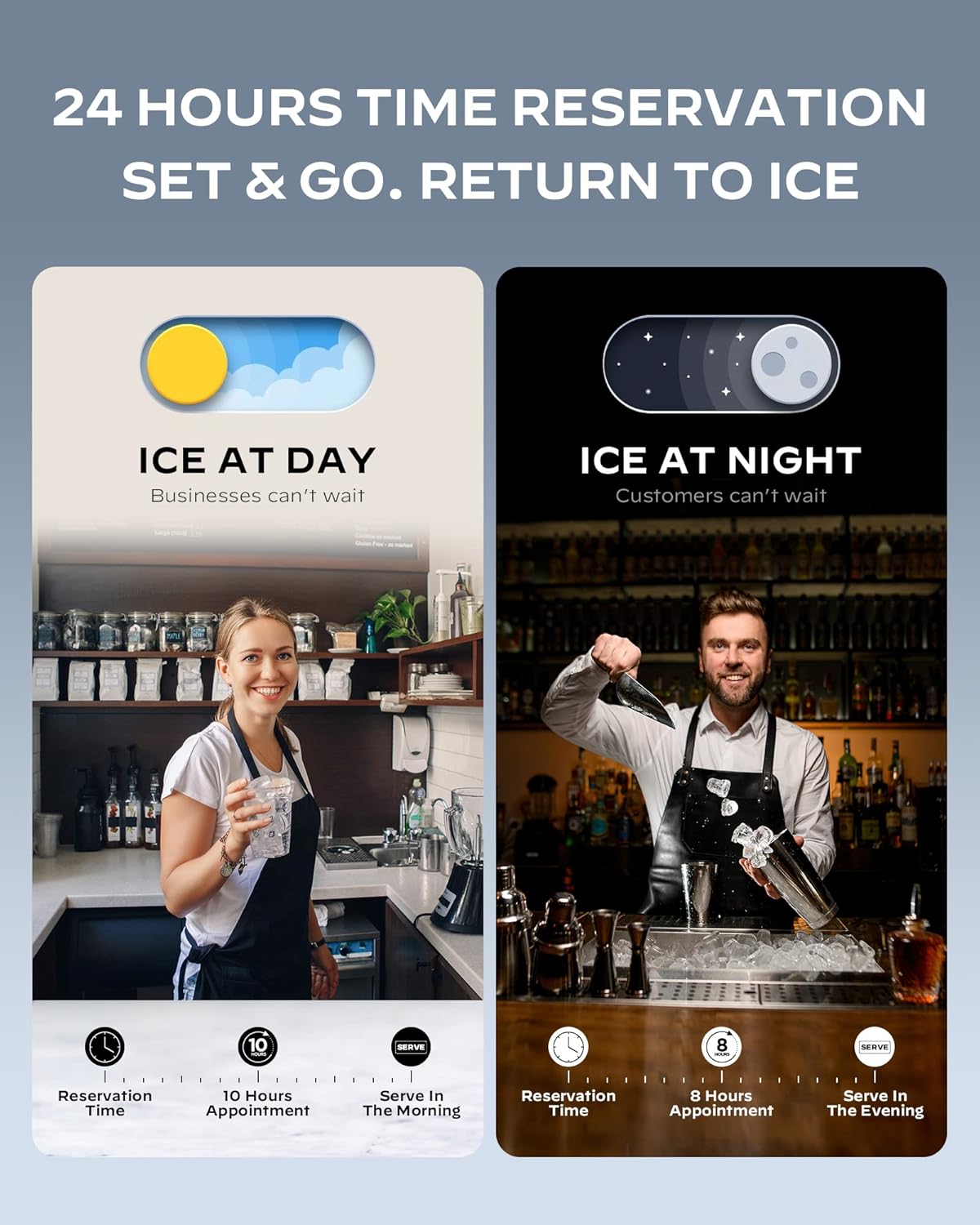 Silonn Máquina comercial para hacer hielo, 84 libras24 horas, construcción de acero inoxidable de alta resistencia, autolimpieza, cubo transparente