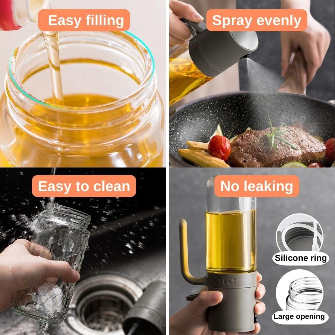 Pulverizador de aceite para cocinar – Botella de aceite – Pulverizador de aceite de oliva – Pulverizador de aceite para freidora de aire – Spray de