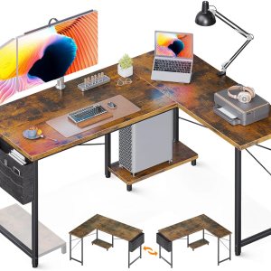 AODK Escritorio en forma de L, escritorio de computadora de 50 pulgadas con bolsa de almacenamiento, escritorio reversible de oficina en casa con AODK Escritorio en forma de L, escritorio de computadora de 50 pulgadas con bolsa de almacenamiento, escritorio reversible de oficina en casa con