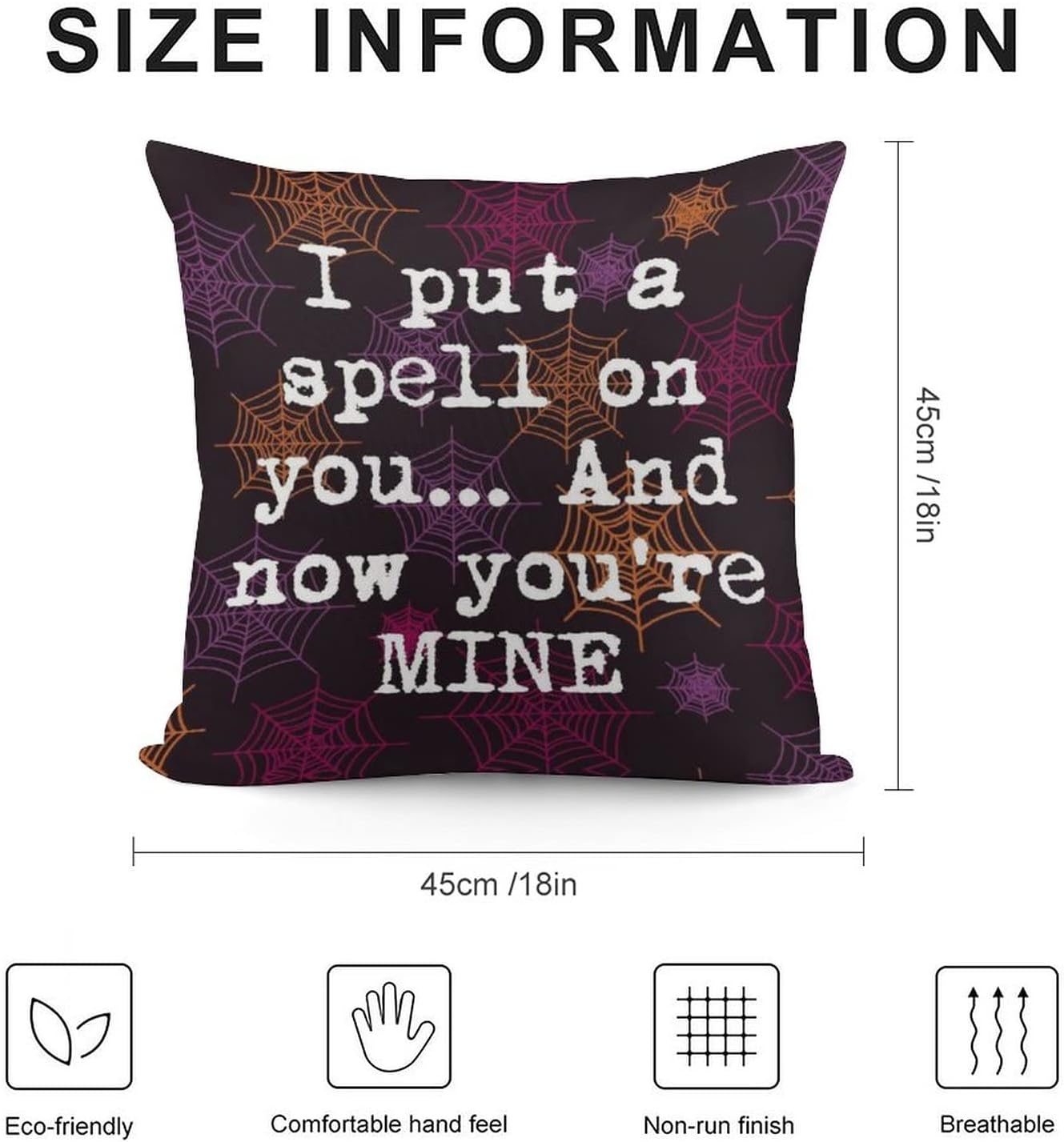 Fundas de almohada de película clásica de terror de 18 x 18 pulgadas, fundas de almohada decorativas de Halloween para decoración de fiesta temática