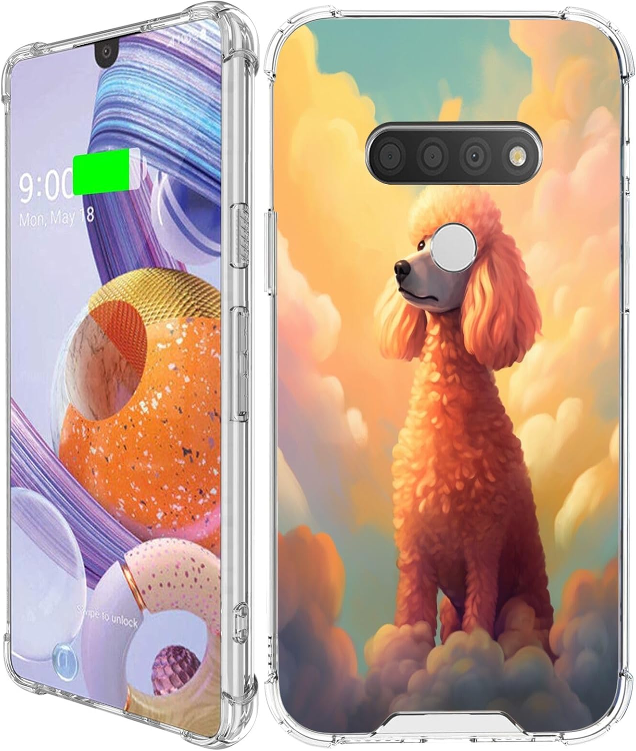 DAFEI Funda transparente para LG Stylo 6 con diseño de perro caniche aa10, bolsa de aire transparente de cuatro esquinas, reforzada contra arañazos