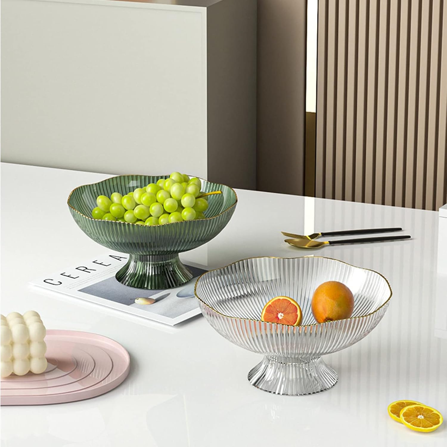 Zerodis Frutero decorativo con agujeros de drenaje, base desmontable, pedestal, frutero para mesa, encimera, cuencos decorativos de frutas para el