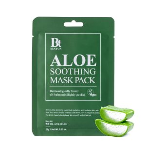 BENTON Paquete de 10 mascarillas calmantes de aloe de 0.81 oz, 10 unidades (8.11 oz_nuevo) Aloe y hoja de té verde contiene agua hidratante y BENTON Paquete de 10 mascarillas calmantes de aloe de 0.81 oz, 10 unidades (8.11 oz_nuevo) Aloe y hoja de té verde contiene agua hidratante y