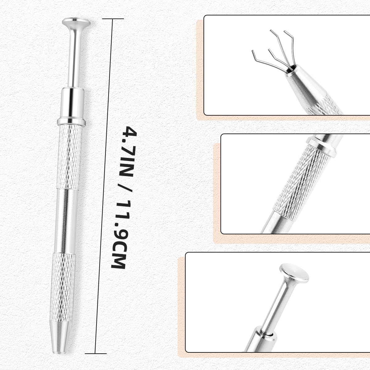 Paquete de 3 herramientas de recogida de 4 garras de joyero, 4 puntas, pinzas de garra de diamante, púas de chip BGA para recolección de piezas