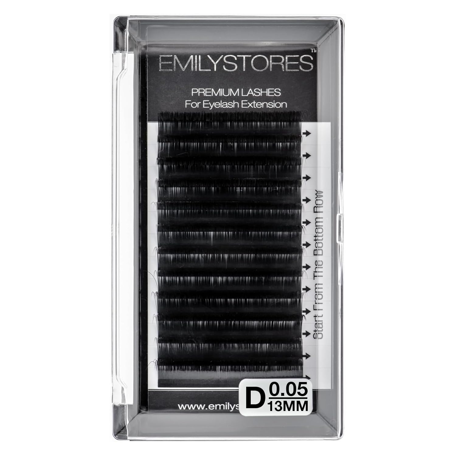 EMILYSTORES Extensiones de pestañas de 0.002 in de grosor, rizo D, 0.51 pulgadas, individuales, de volumen de floración rápida, para extensiones de