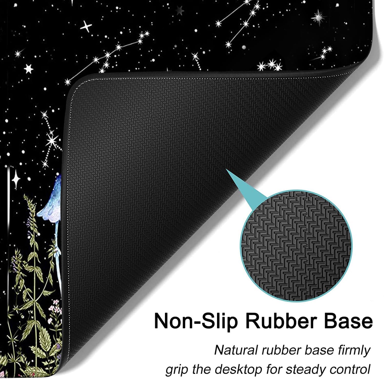 Alfombrilla de escritorio, alfombrilla grande extendida para mouse con bordes cosidos (31.5 x 11.8 pulgadas), reposamuñecas ergonómico para mouse,