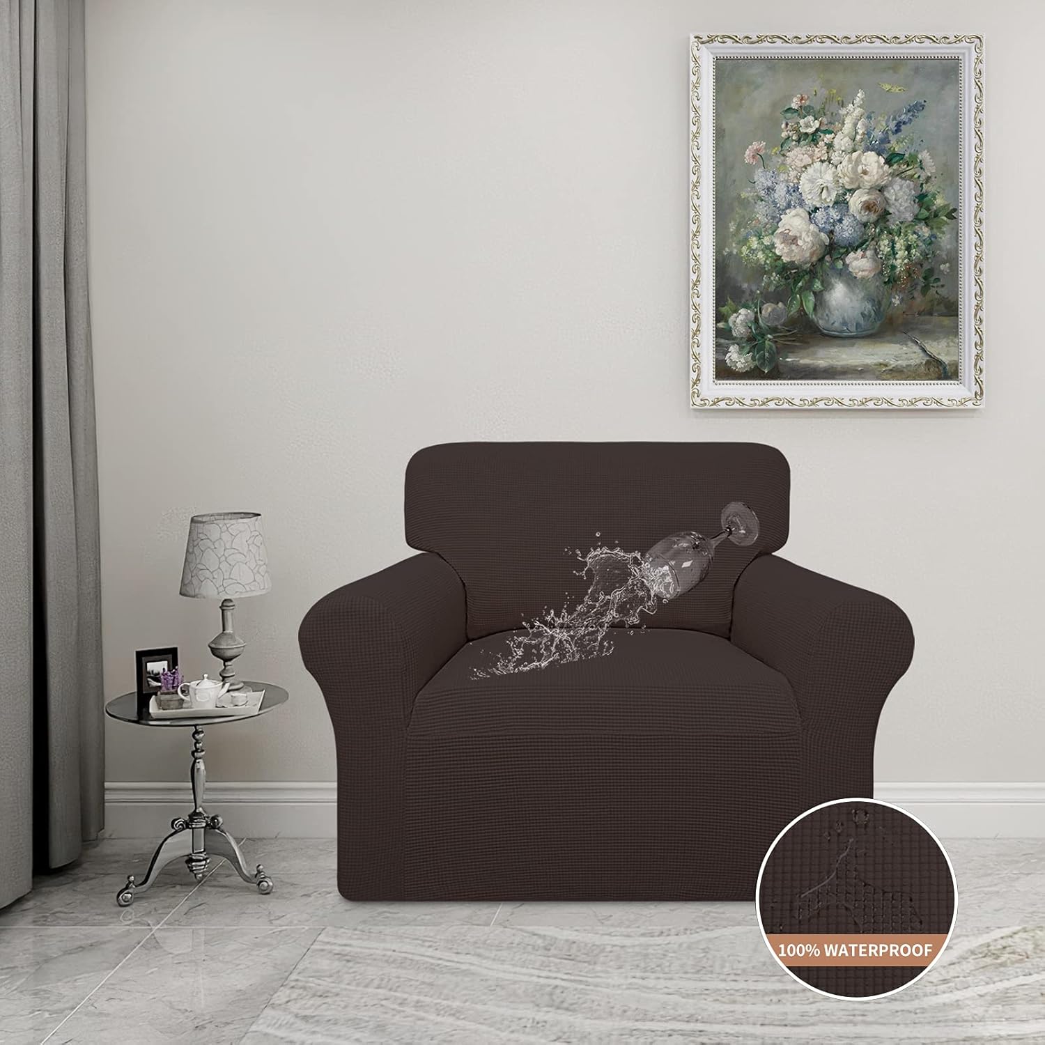 Easy-Going – Funda de silla 100% impermeabilidad doble, diseño jacquard elástico, protector de muebles a prueba de fugas para niños, mascotas,