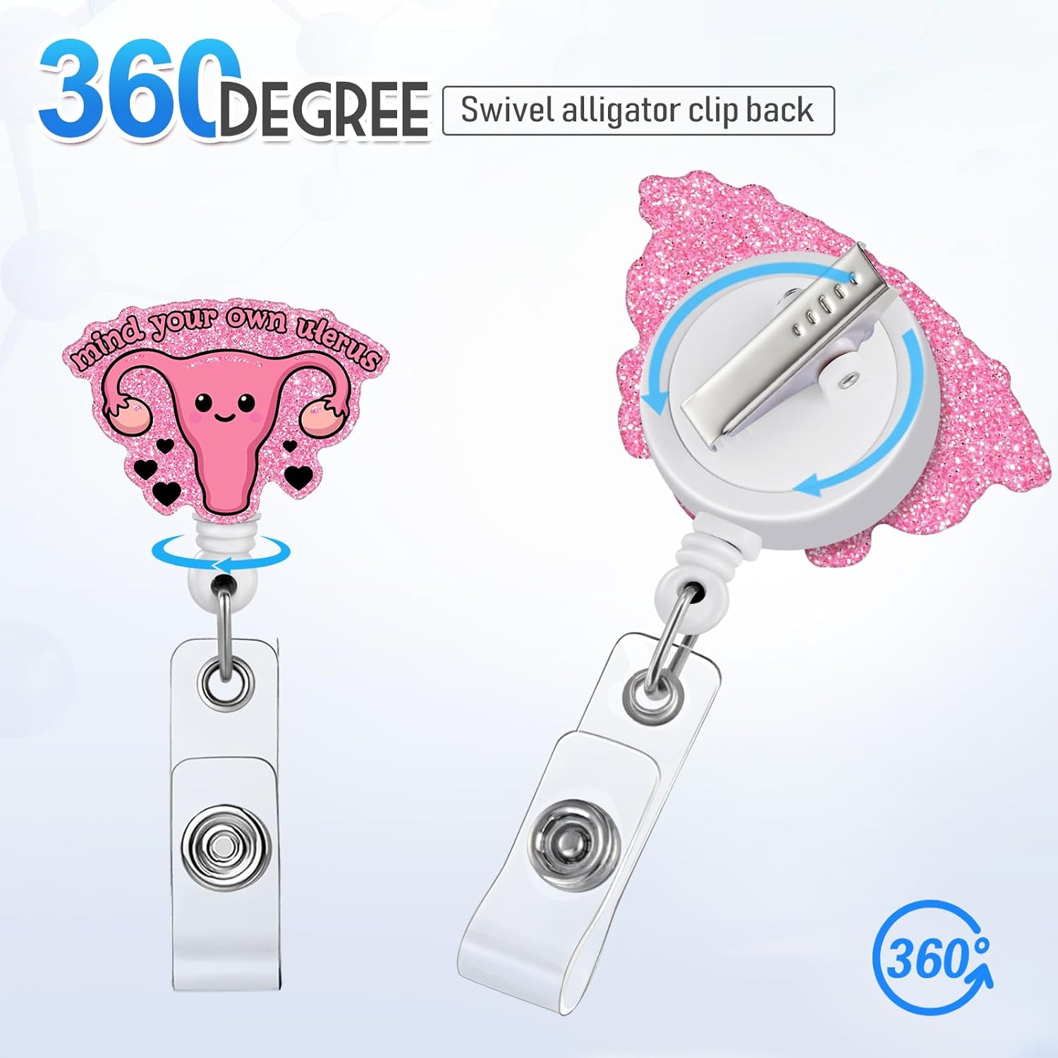 Plifal Soporte retráctil para carretes de útero con clip de identificación para obstetricia, enfermera, enfermería, tarjeta de identificación,