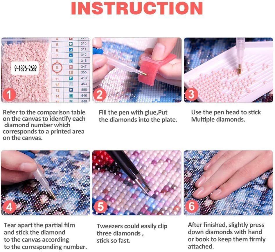 WUSARPLY Kits de pintura de diamantes con luz de luna para adultos, kit de arte de diamantes de paisaje nocturno, pintura de puntos de diamante con