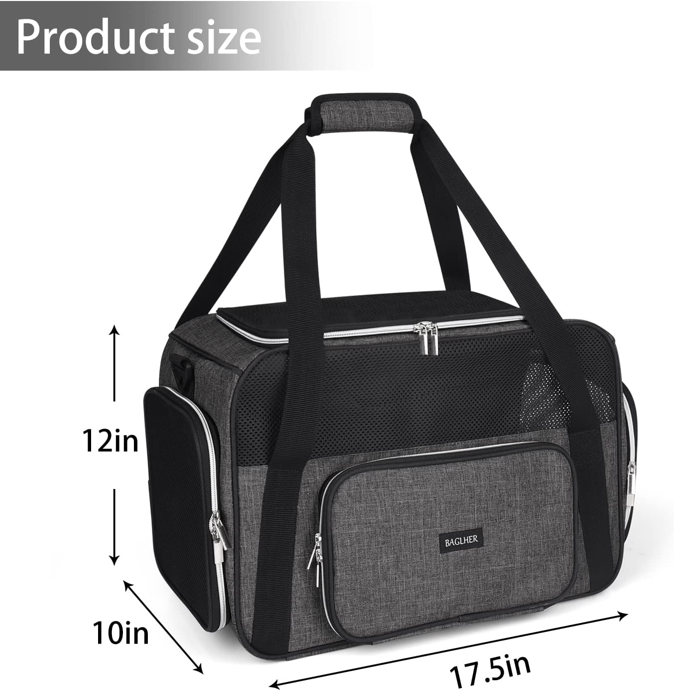 BAGLHER Transportador de viaje para mascotas, transportador de perros para gatos pequeños y medianos, perros, cachorros, aprobado por aerolíneas,