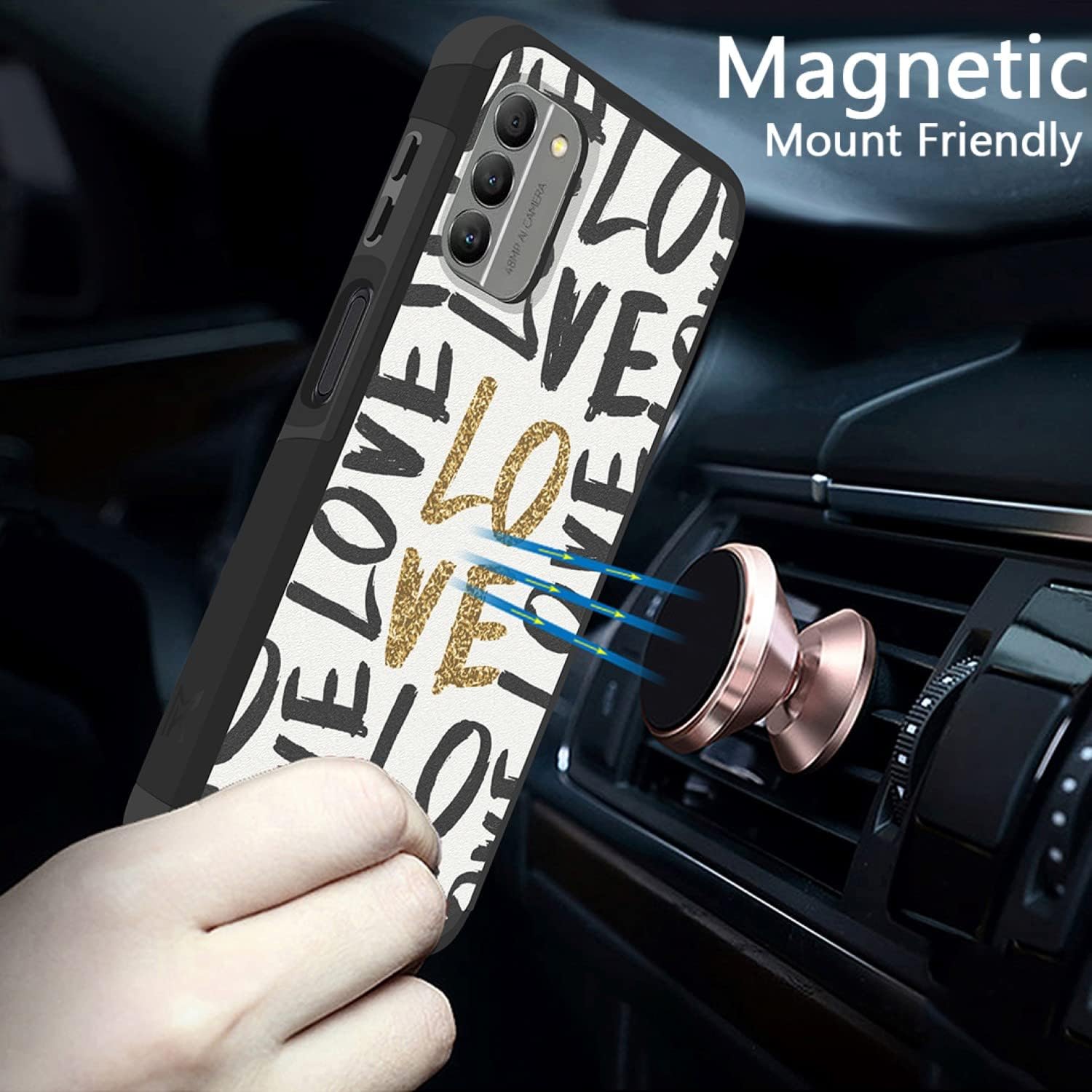 TJS Funda de teléfono compatible con Nokia G400 5G 2022 N1530DL, híbrida de doble capa (compatible con montaje magnético) a prueba de golpes,