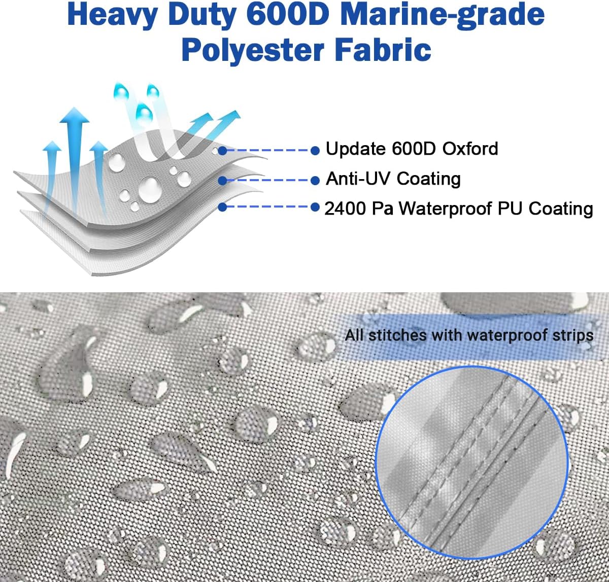 Cubierta impermeable 600D resistente para lancha, protección para todo tipo de clima, para lanchas bajas, lanchas de triple casco en V, lancha de