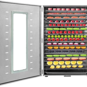 Deshidratador de alimentos de 16 bandejas para carne seca de acero inoxidable de 1500 W, máquina deshidratadora comercial de alimentos con Deshidratador de alimentos de 16 bandejas para carne seca de acero inoxidable de 1500 W, máquina deshidratadora comercial de alimentos con