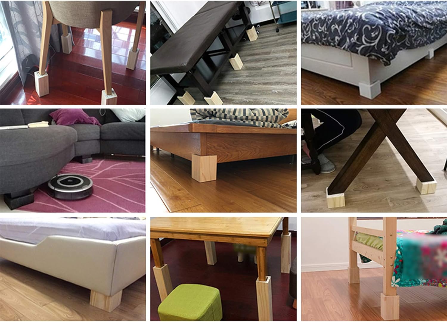 Muebles modernos de mediados de siglo con patas elevadas, patas de cama ranuradas en bloque de madera maciza, patas de mesa, patas de gabinete de