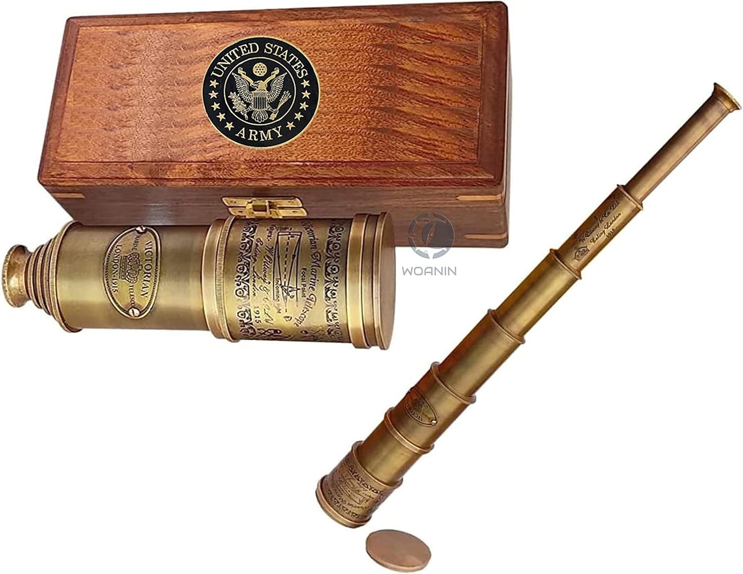 15 telescopios piratas de cristal espía vintage, telescopio pirata funcional de latón y visión clara con funda de cuero de primera calidad,