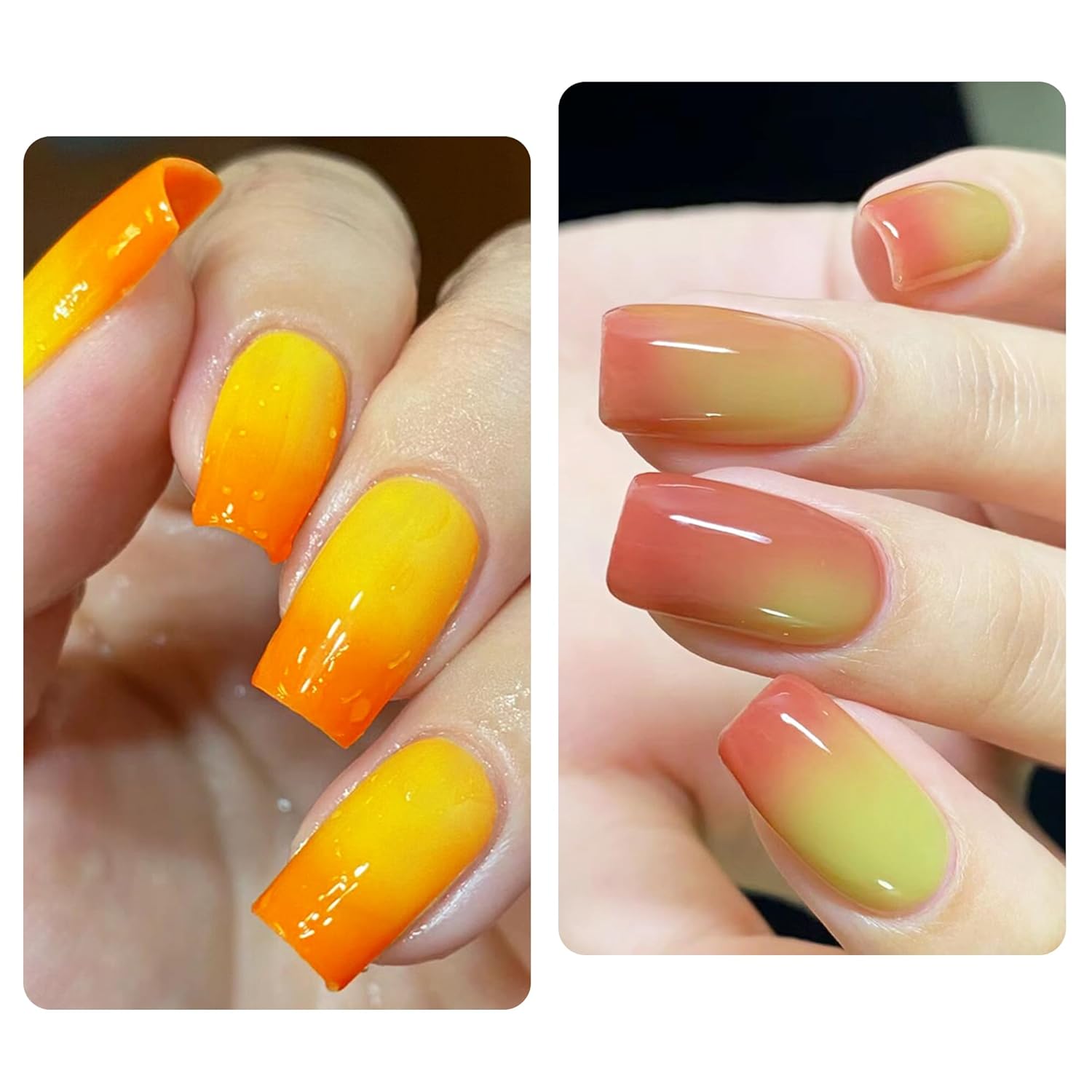 Juego de esmaltes de uñas de gel que cambian de temperatura, 6 colores, esmalte de gel UV LED, arte de uñas, manicura casera con cepillo de doble