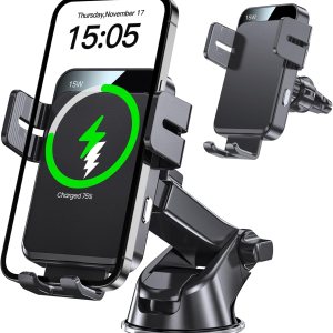 MOKPR – Cargador inalámbrico para automóvil, soporte de brazo largo 3 en 1 para automóvil, 15 W, sujeción automática, para salpicadero, parabrisas, MOKPR – Cargador inalámbrico para automóvil, soporte de brazo largo 3 en 1 para automóvil, 15 W, sujeción automática, para salpicadero, parabrisas,