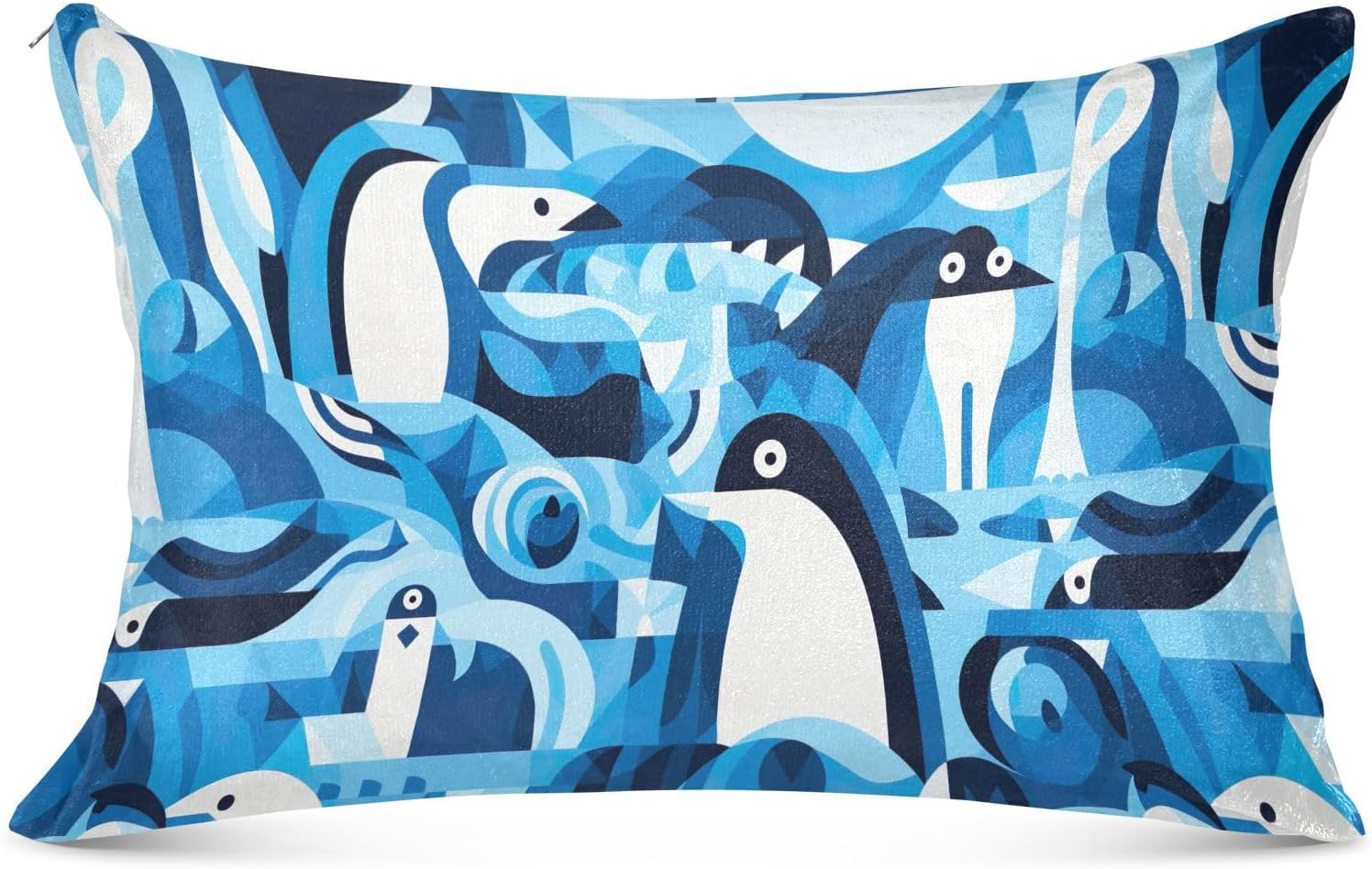 Fundas de almohada con diseño de pingüino iceberg, diseño ártico de mar azul, agradable a la piel, tamaño King, 21 x 54 pulgadas, funda de almohada