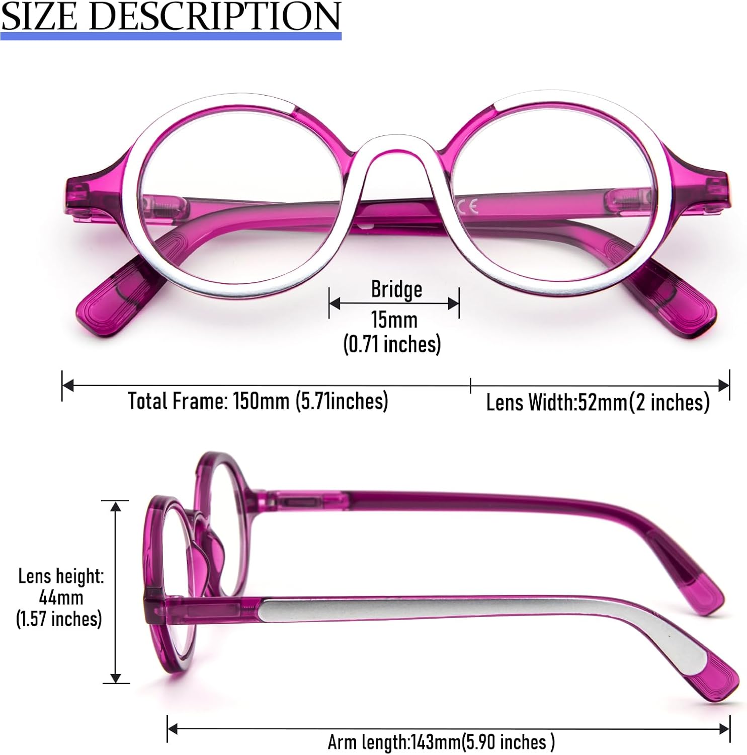 KoKoBin Paquete de 3 lentes de lectura redondos pequeños, cómodos lectores, marco elegante de colores para mujeres y hombres