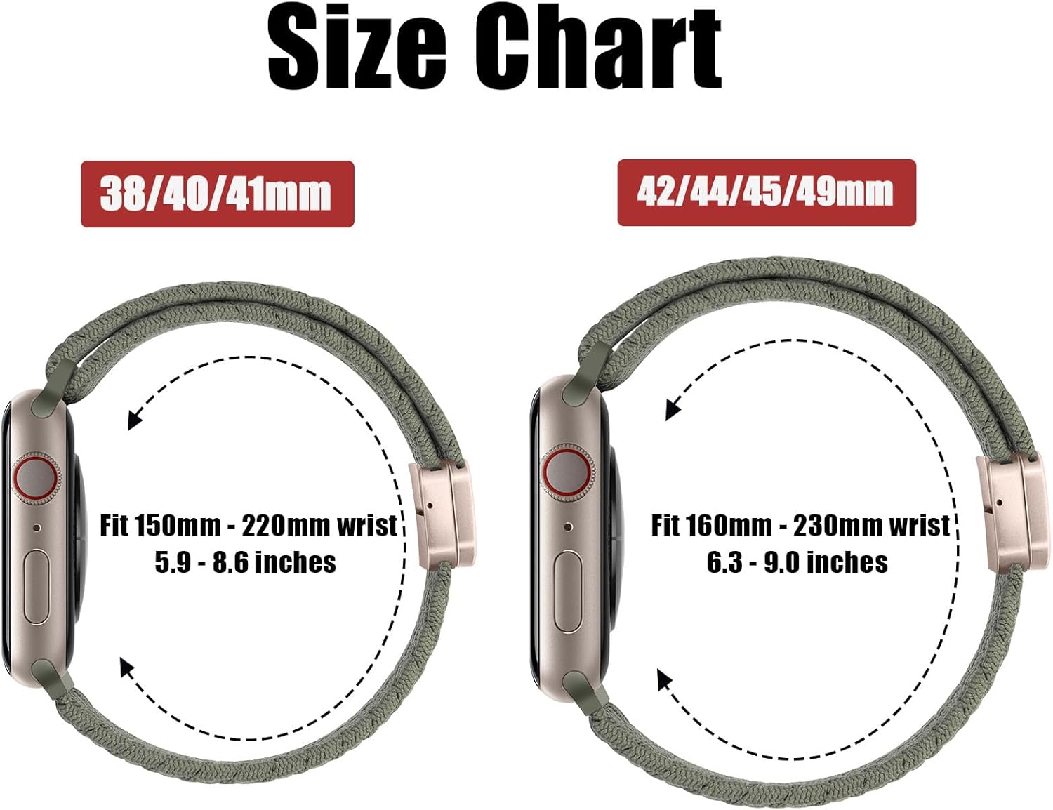 HITZEE Compatible con Apple Watch Band de 1.92, 1.77, 1.73, 1.65, 1.61, 1.57 y 1.49 pulgadas, bandas elásticas trenzadas con cierre magnético