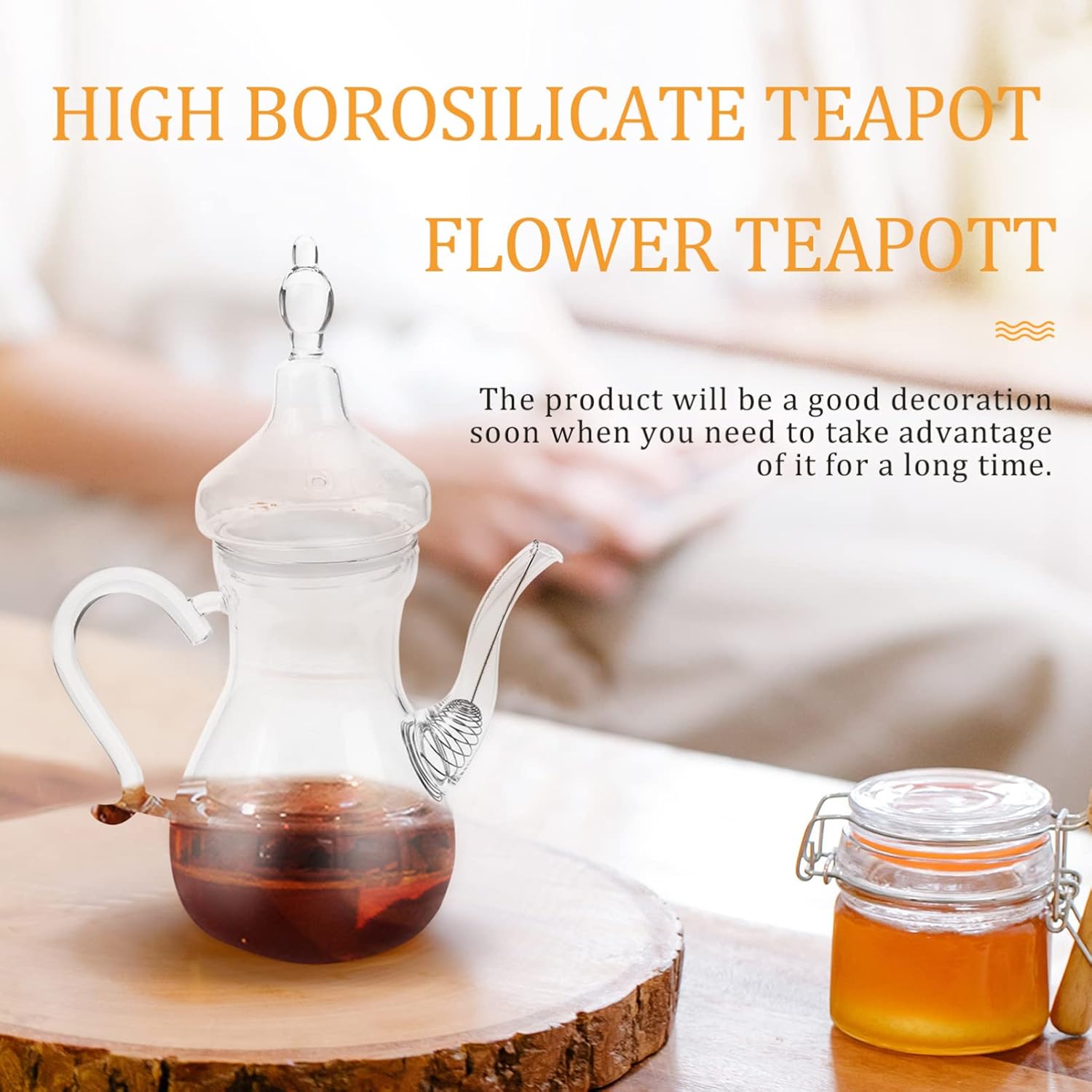 1 tetera de vidrio, tetera de té, infusor de té, hervidor de agua decorativo transparente, dispensador de café, botella para servir leche, tetera de