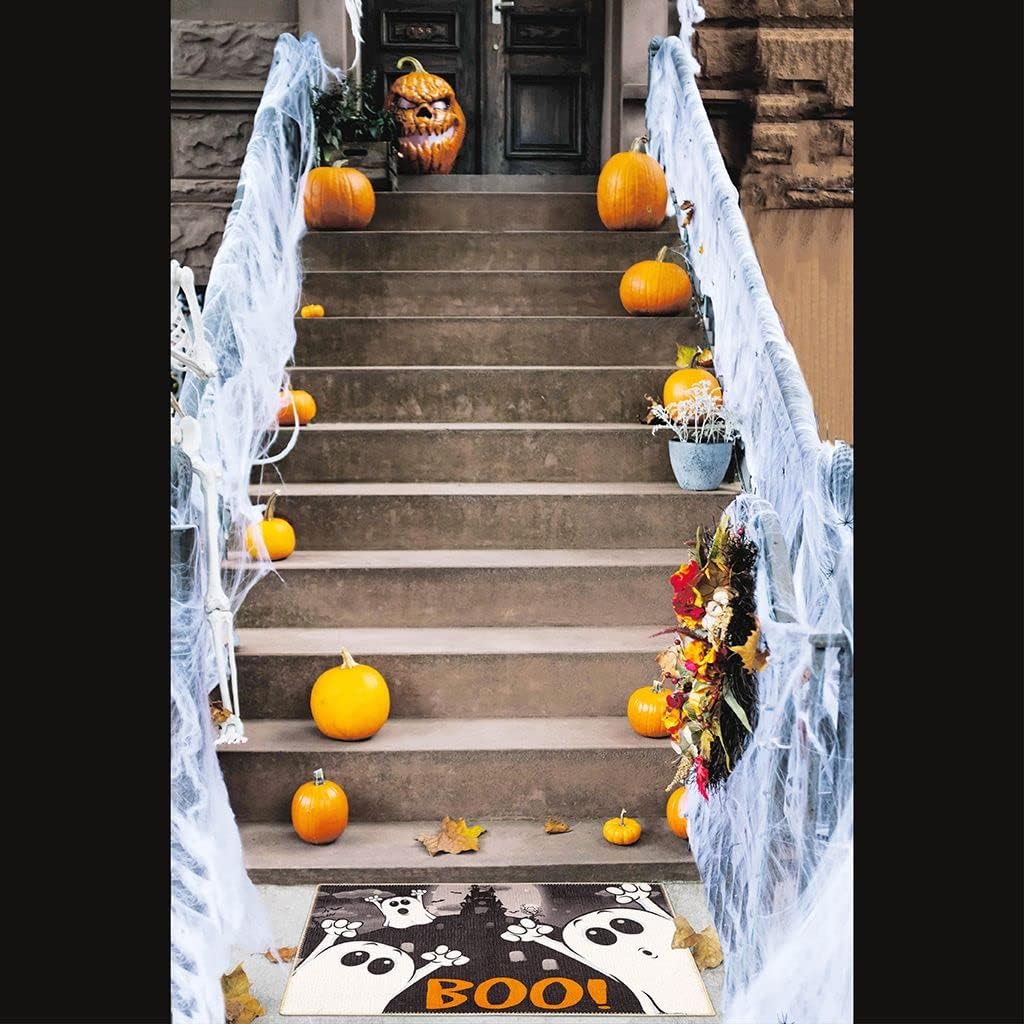 Benissimo Alfombra de Halloween de 24 x 36 pulgadas, 85% algodón, divertida, lavable a máquina, tapete de pasillo para baño, felpudo para decoración