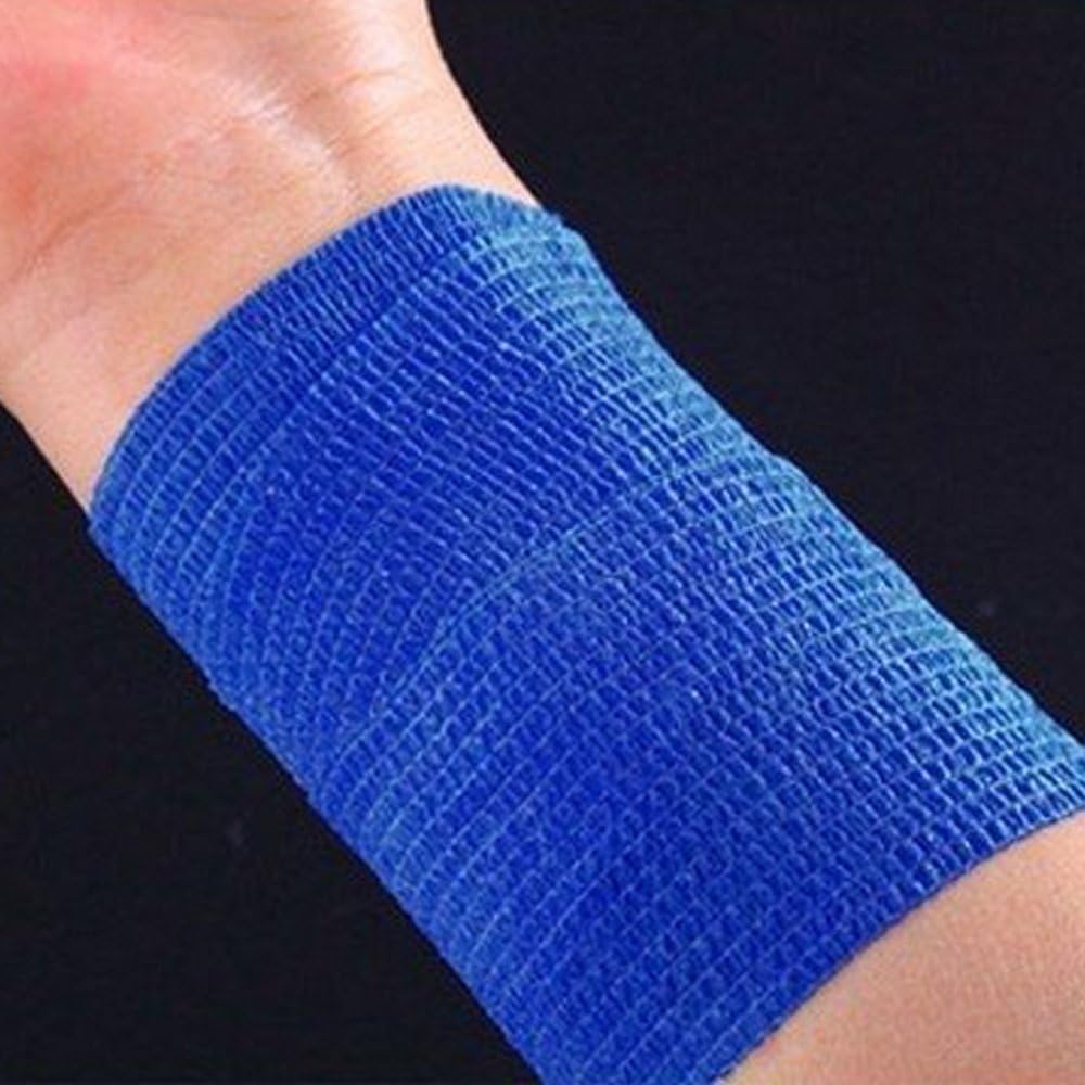 ESUPPORT Vendajes cohesivos autoadherentes de 2 pulgadas x 5 yardas, cinta elástica fuerte de primeros auxilios para muñeca y tobillo, color azul,