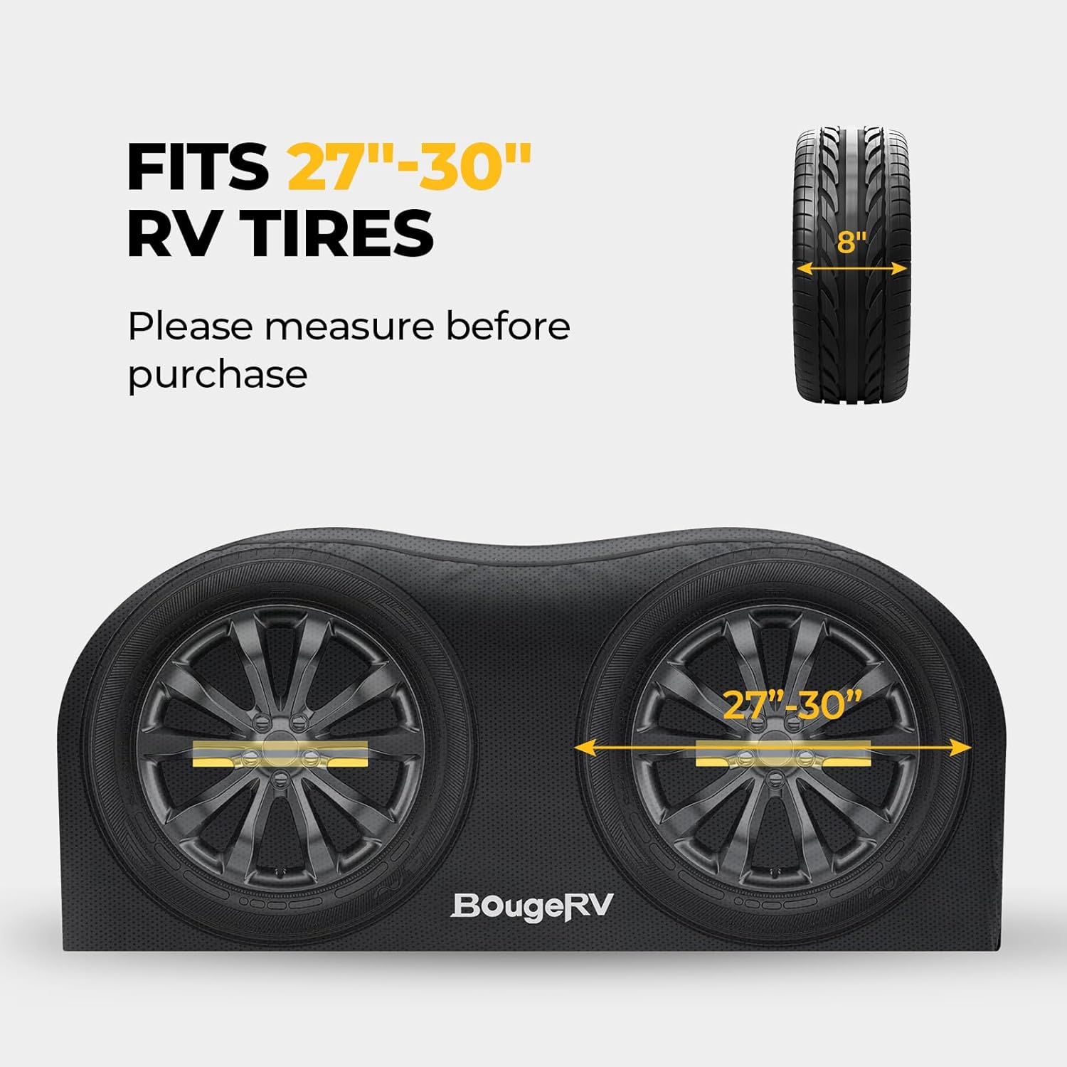 BougeRV Fundas para neumáticos de caravana, cubierta de rueda de doble eje (2 paquetes) se adapta a neumáticos de 27 a 30 pulgadas de diámetro,