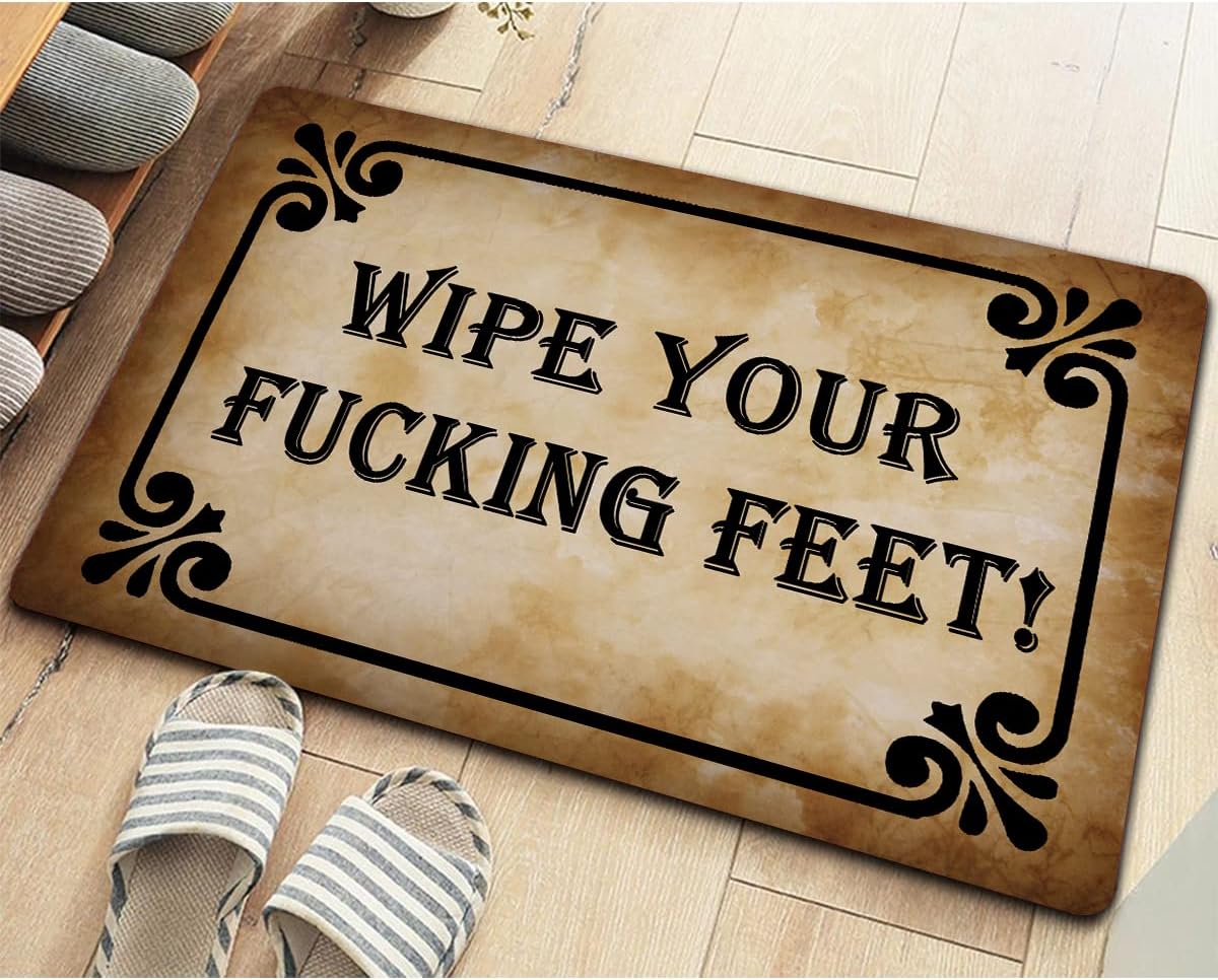 Funny Entry Rugs for Inside House Wipe Your Fucking Feet Bare Feet Sign Welcome Front Door Sign Personalized Monogram Kitchen Rugs and Mats with