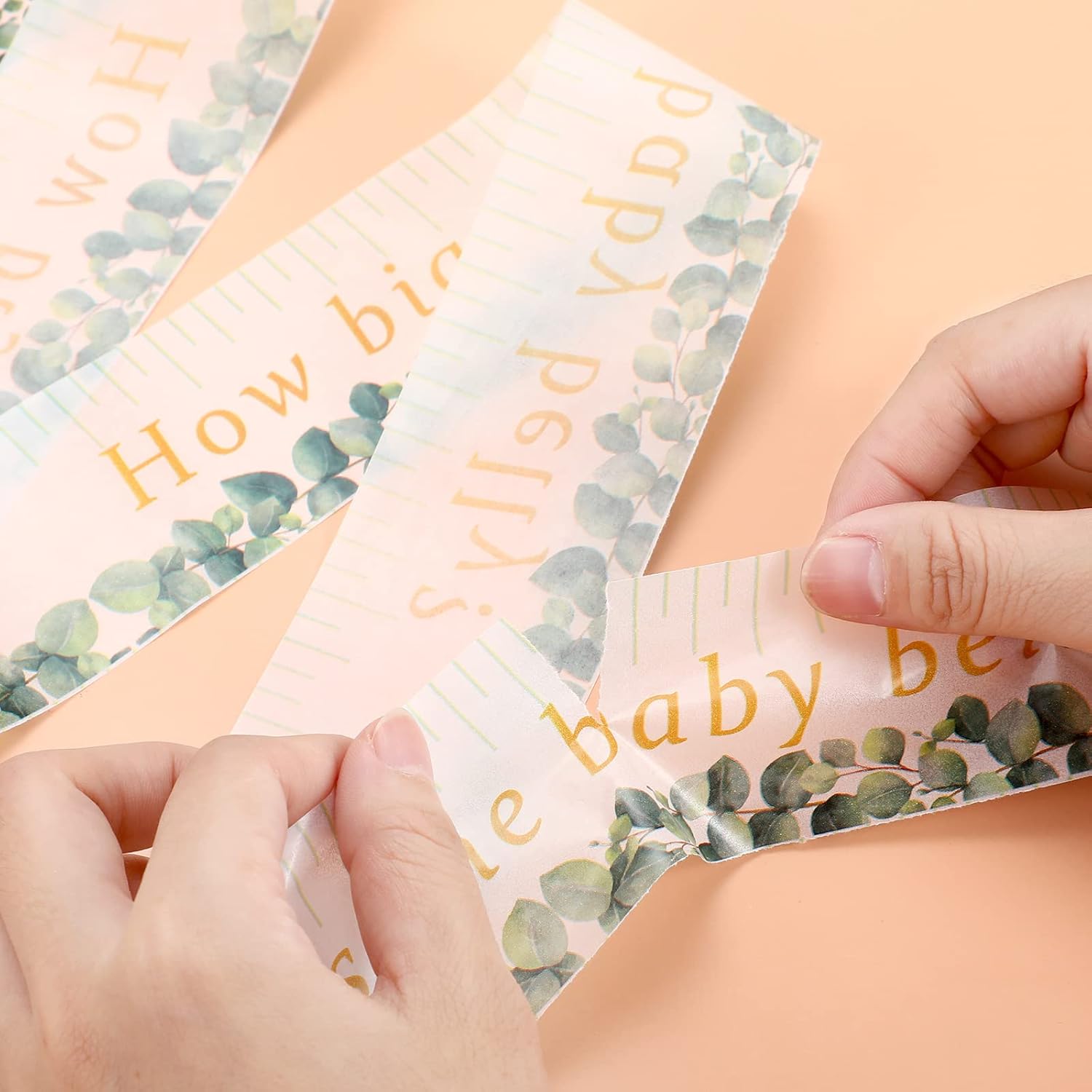 2 rollos de cinta métrica para baby shower, de 2 pulgadas x 150 pies, para medir el abdomen, juego de vientre, cinta métrica verde para baby shower,