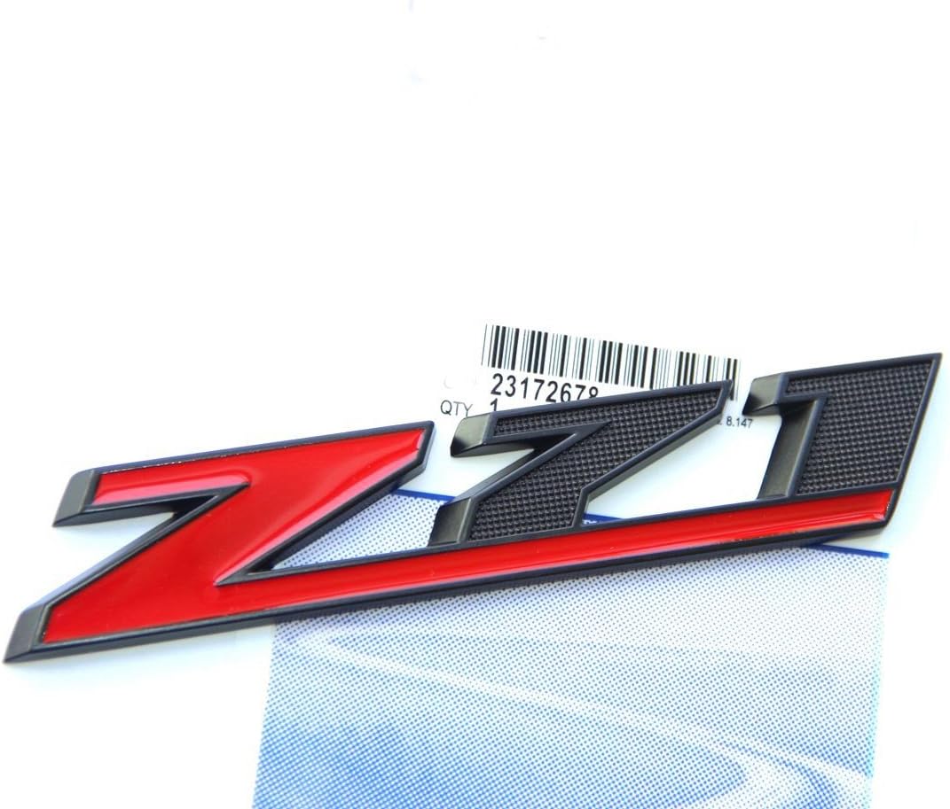 2pack OEM Z71 Emblem Badges 3D Compatible with Silverado 1500 2500Hd Sierra Tahoe Suburban (Matte Black red)