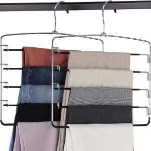 Perchas para pantalones de 2 piezas, organizadores de armario de 5 niveles y perchas de almacenamiento de ropa, perchas que ahorran espacio con Perchas para pantalones de 2 piezas, organizadores de armario de 5 niveles y perchas de almacenamiento de ropa, perchas que ahorran espacio con