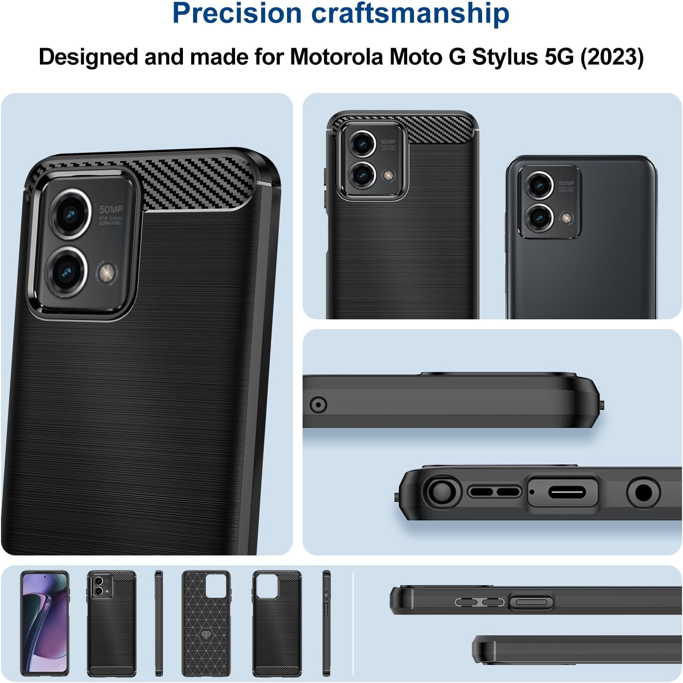 Qiinogow Funda compatible con Motorola Moto G Stylus 5G 2023, funda delgada para teléfono con absorción de golpes, funda protectora de goma TPU de