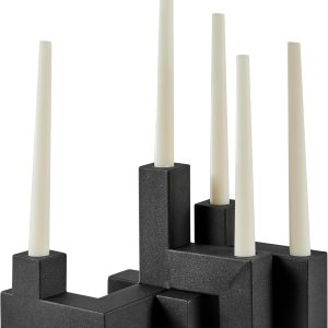 Danya B. Juego de candelabros cónicos apilables de metal negro contemporáneo de 2 piezas Danya B. Juego de candelabros cónicos apilables de metal negro contemporáneo de 2 piezas