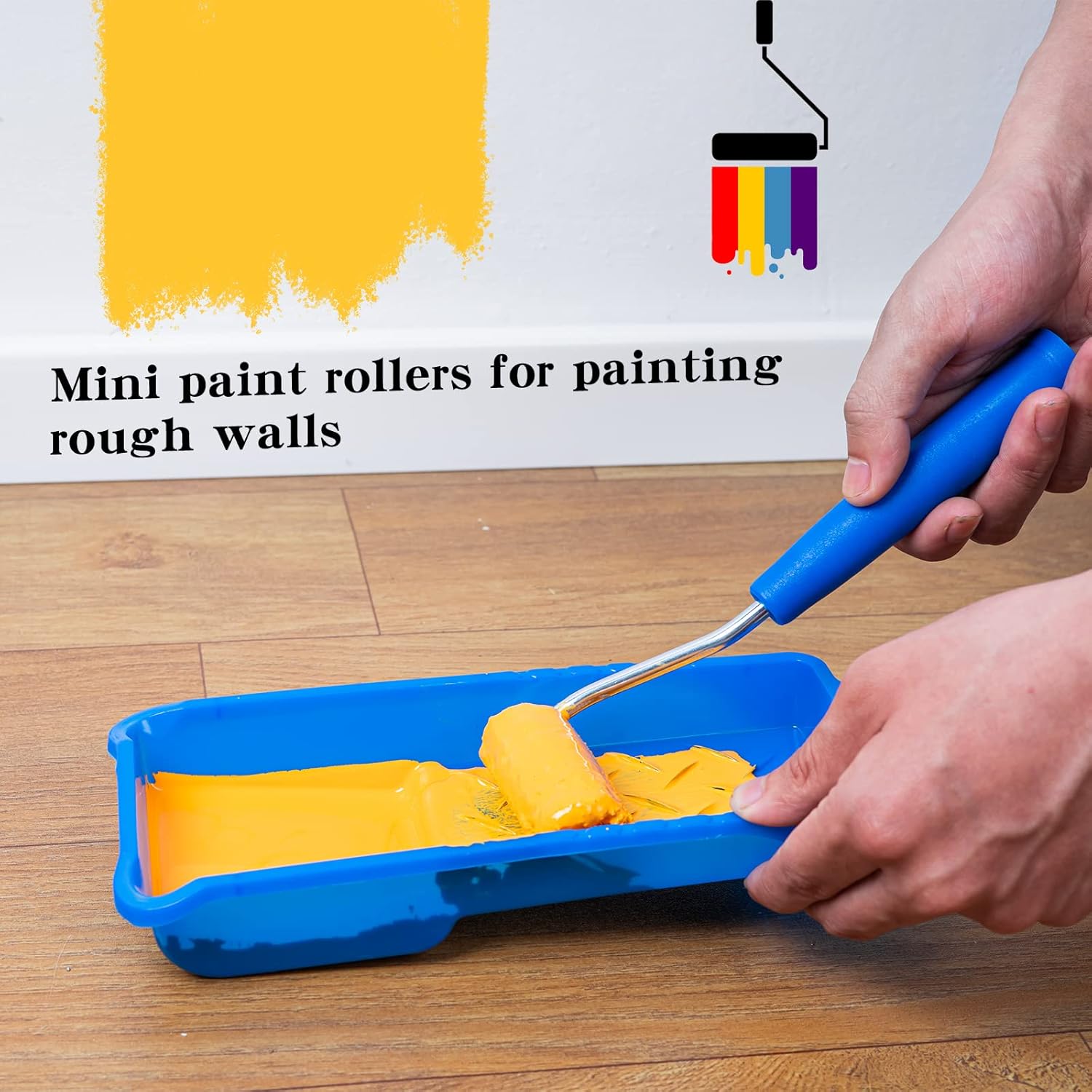 Mister Rui Kit de rodillos de pintura, paquete de 9, cubiertas de rodillo de pintura de microfibra de 2 pulgadas, rodillos de pintura pequeños con
