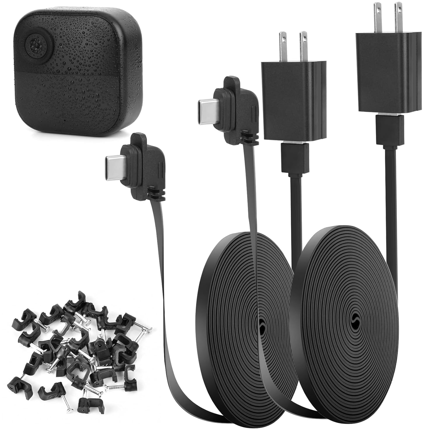iTODOS Paquete de 2 cables de alimentación y adaptadores de 20 pies compatibles con Blink Outdoor 4 (4. generación), resistente a la intemperie al