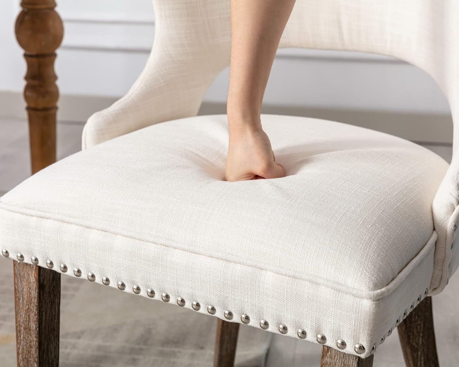 CIMOTA Juego de 2 sillas de comedor modernas de mediados de siglo, sillas de comedor tapizadas, cómodas sillas laterales sin brazos con respaldo