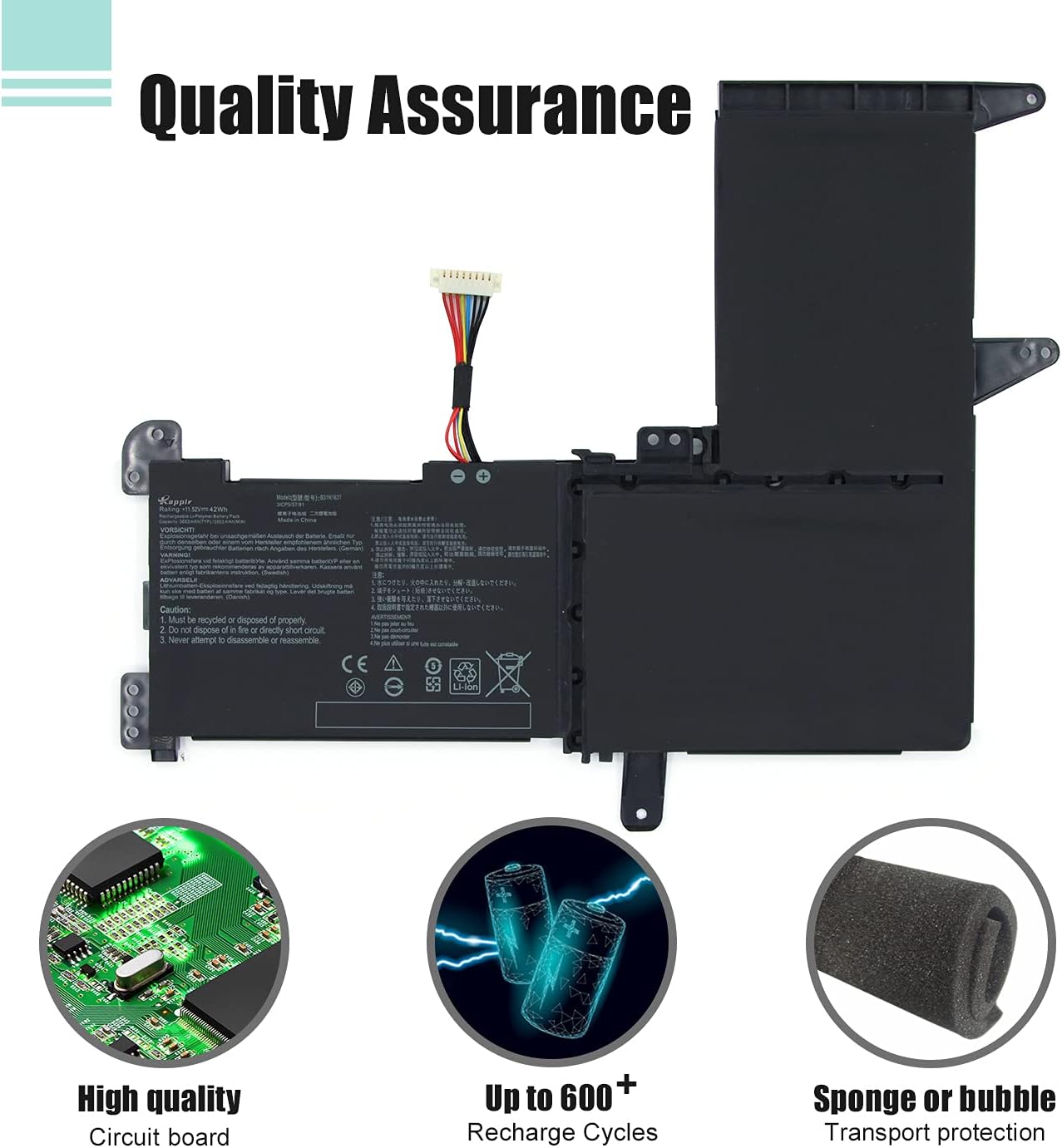 B31N1637 – Batería de repuesto para portátil Asus VivoBook X510 X510U X510UQ X510UA X510UAR X510UF VivoBook S15 S510U S510UF S510UQ S510UR S510UA