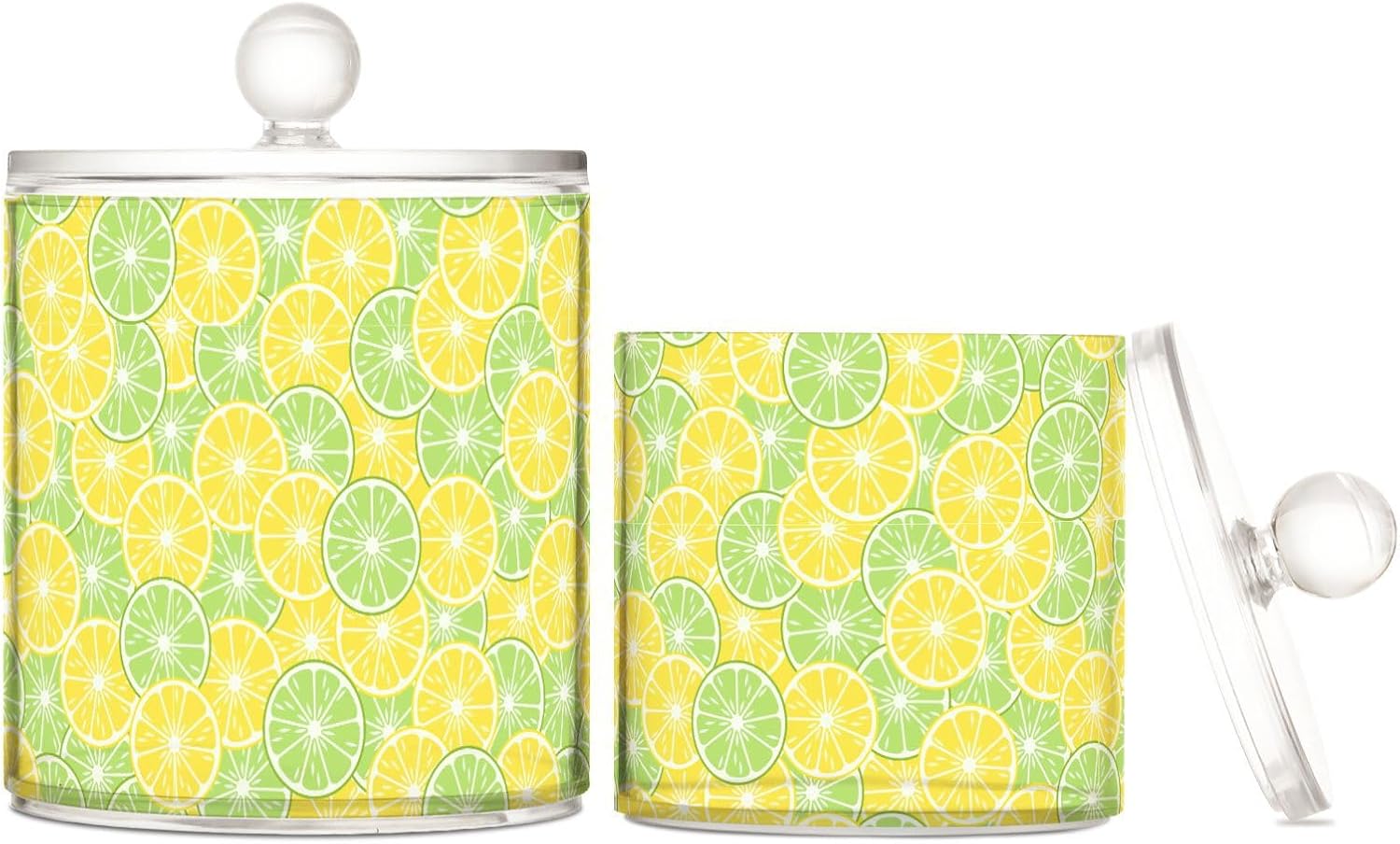 Lemons Jars with Lids Containers Jar Bathroom Storage Containers Canisters Cotton Round Holder for Dorm Room Essentials for College Students Girls