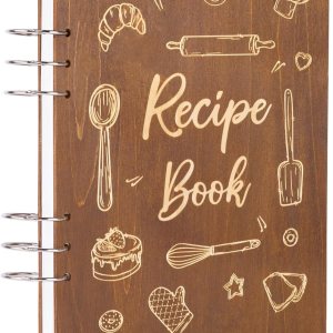 Creawoo Libro de recetas de madera para escribir en tus propias recetas, carpeta de recetas en blanco personalizada, libro de cocina, recetas Creawoo Libro de recetas de madera para escribir en tus propias recetas, carpeta de recetas en blanco personalizada, libro de cocina, recetas