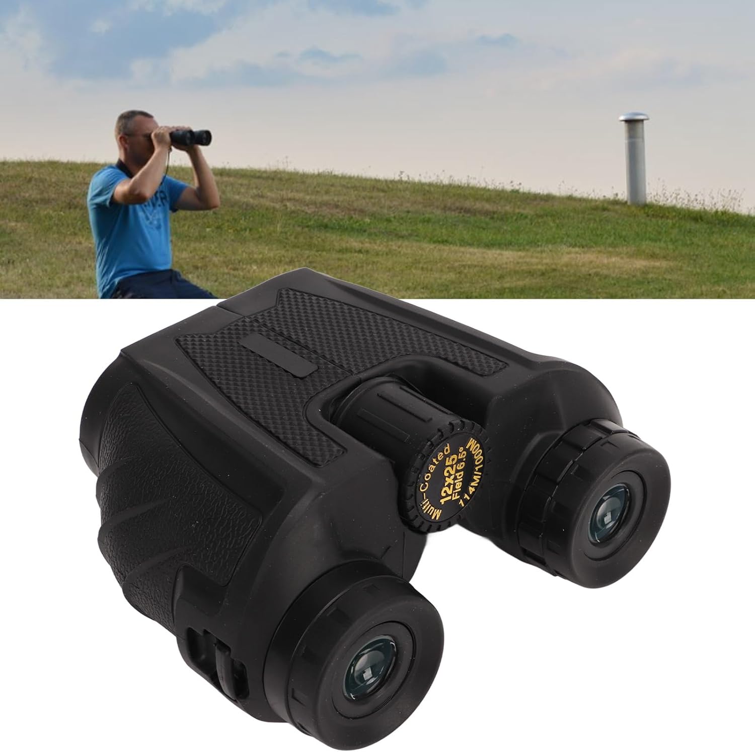 Binoculars, High Permeability Prism Nonslip Rubber Texture 12X Magnification Wide Angle Outdoor Concert Binoculars
